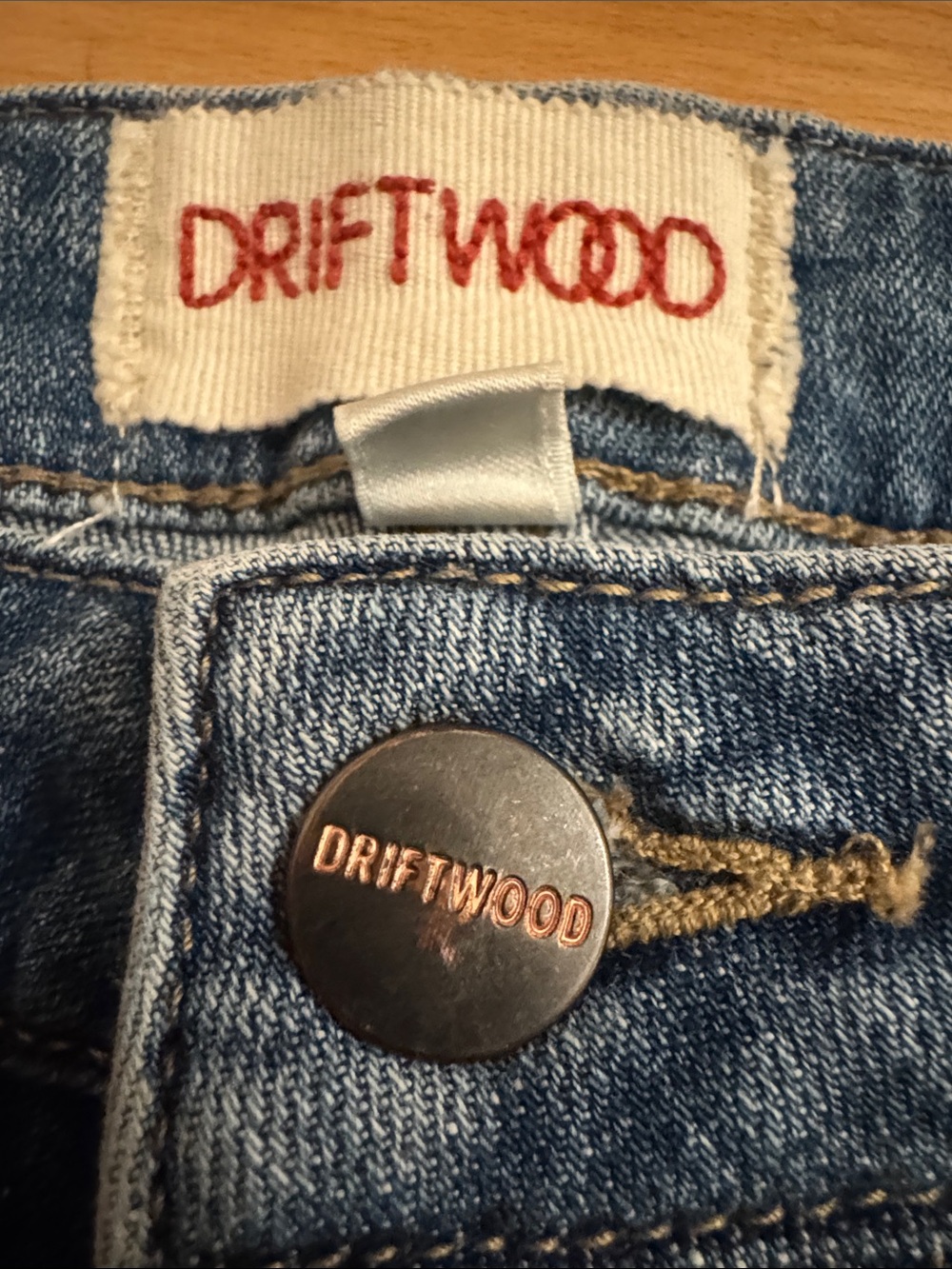 DRIFTWOOD Blue Ankle-Cropped Elastic Cuff Jeans Size 29 - Picture 2 of 5